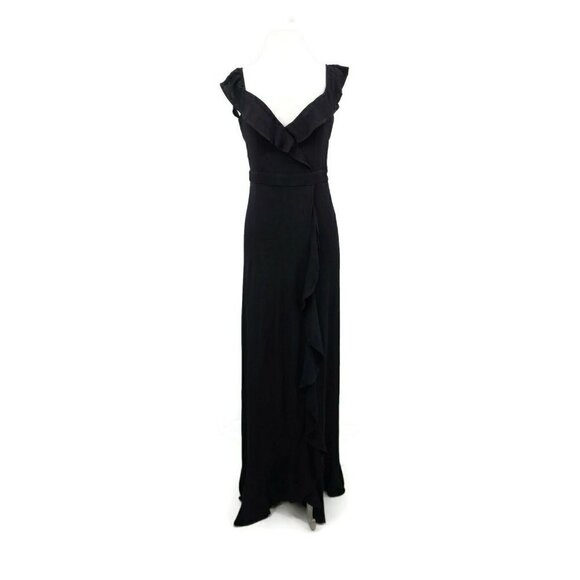 New Flynn Skye Monica Maxi Dress Womens Large Black Ruffle Off Shoulder - Picture 2 of 8